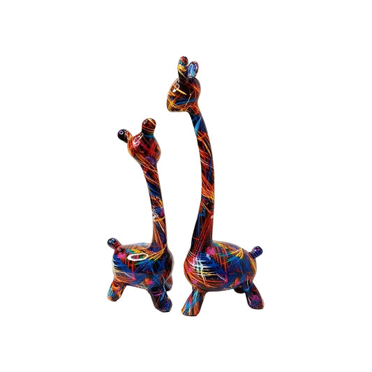 Colorful Giraffe Figurine Modern Resin Animal Décor