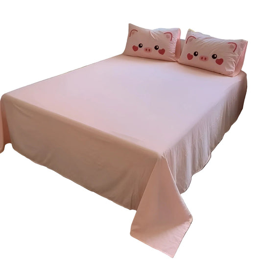 Cute Pig Bedding Set Soft Cartoon Quilt Cover Kids Bedroom Decor