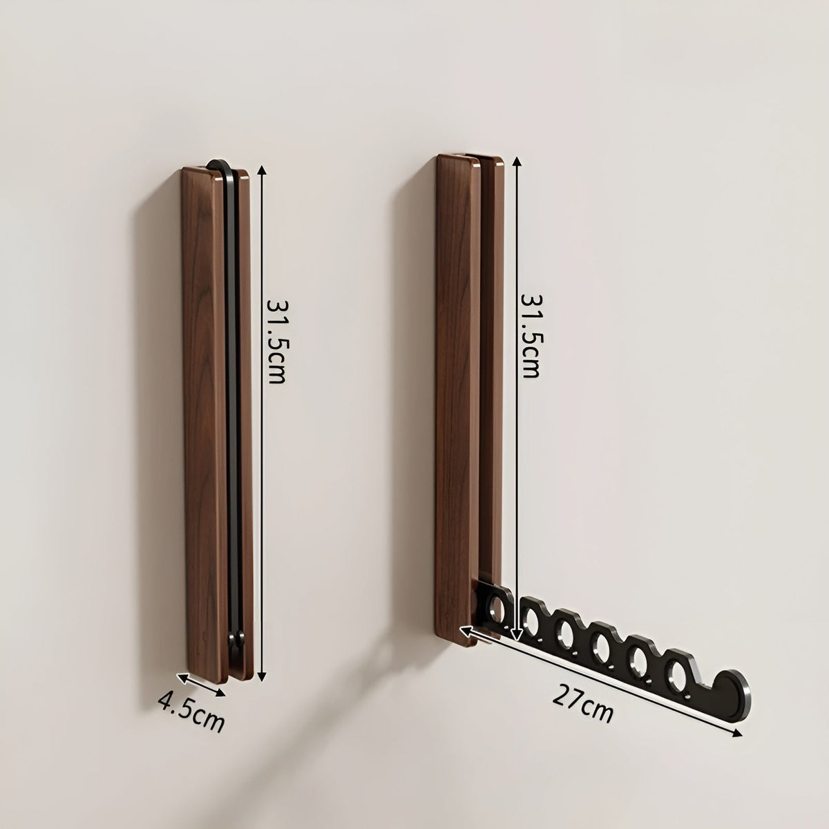 Foldable Wooden Wall Coat Rack Space Saving Organizer
