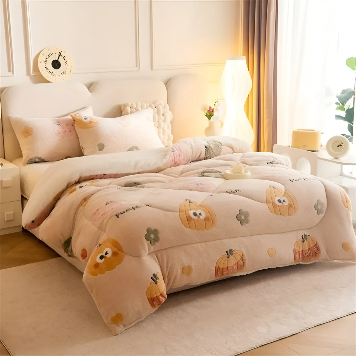 Plush Velvet Pumpkin Snowflake Throw Blanket Cozy Winter Decor